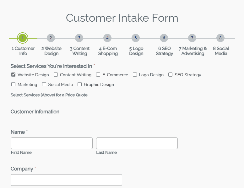 Customer Intake Form